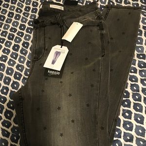 Kensie black ankle length jeans with stars